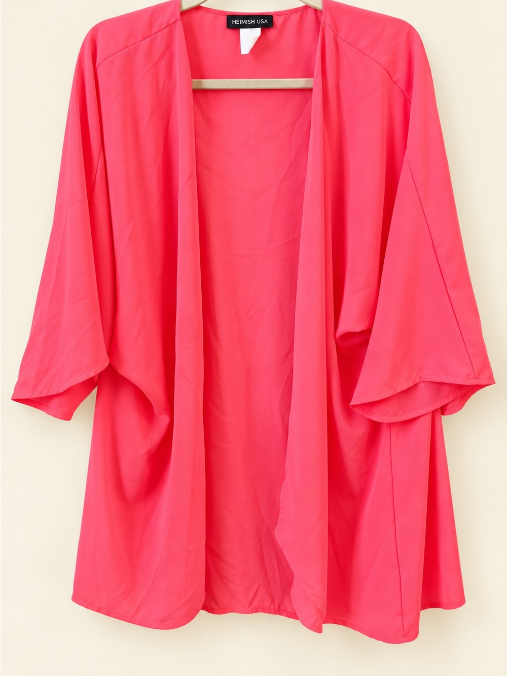 HEIMISH USA Coral-Red Open Front Swim Coverup Kimono
